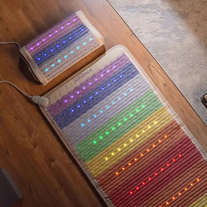 Rainbow chakra far infrared mat with gemstones